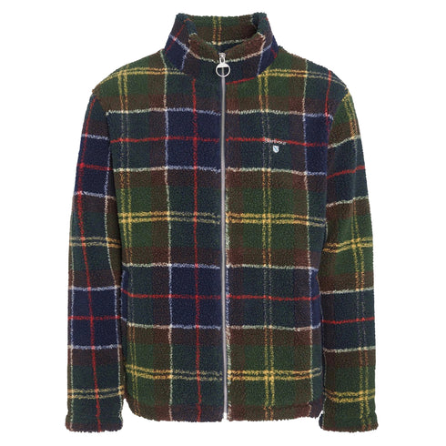 Pile Uomo con motivo tartan e logo ricamato sul petto